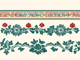 中式传统花卉几何图案纹饰