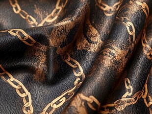 链条印花皮革面料纹理