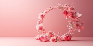 浪漫粉色花卉环形装饰