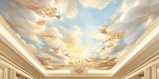 梦幻天庭主题天花板壁画