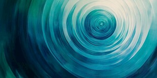 蓝绿色环形抽象艺术图案