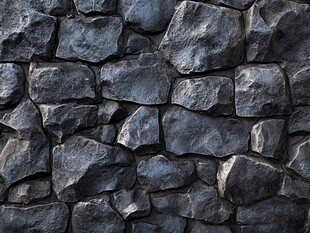 深灰色石块堆砌的墙面