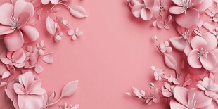 粉色纸艺花朵浪漫背景图