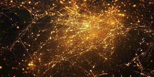 金色粒子光线闪耀梦幻背景