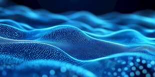 蓝色数据波浪科技感画面