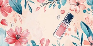 水彩花卉中的精致唇釉