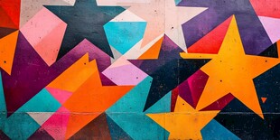 多彩几何星星墙面艺术