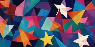 多彩几何星星抽象艺术图案