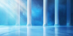 梦幻蓝色罗马柱空间场景