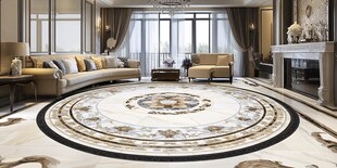 奢华客厅大理石圆形地饰
