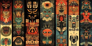 原始部落风神秘图腾图案