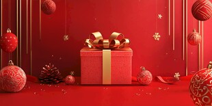 红色节日礼盒装饰场景