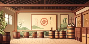 中式酒坊室内古朴场景