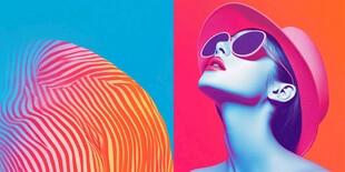 时尚女郎与抽象艺术图案