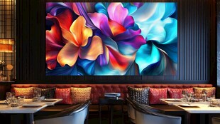 餐厅绚丽花卉艺术背景墙