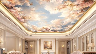 欧式奢华客厅梦幻天花板