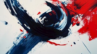 墨彩交织的抽象艺术画面