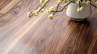 木纹地板上的雅致花瓶插花