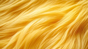 金黄柔顺毛绒纹理特写