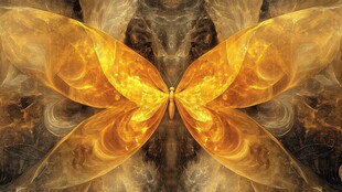 金色梦幻蝴蝶抽象艺术图
