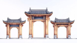 中式古典牌坊建筑设计图