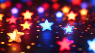 梦幻闪烁的多彩星星光斑