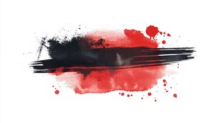 红黑水墨笔触艺术图案