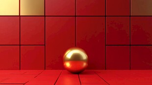 红墙前的金色圆球