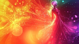 梦幻炫彩的飘逸长裙女子