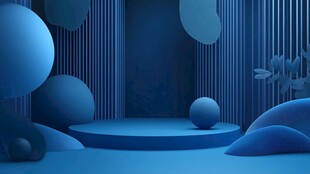 蓝色立体空间展示台场景