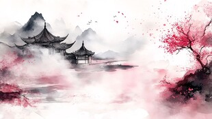 水墨山水间的古韵风景