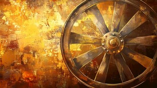 复古金属车轮艺术背景图