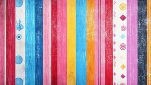 多彩条纹图案装饰木板