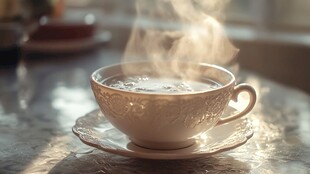 热气腾腾的精致茶杯