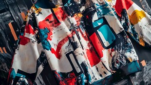 潮流涂鸦风多彩印花上衣