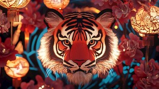 虎耀新春 繁花灯笼相伴