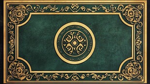 复古绿金边框装饰图案