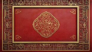 中式红底金纹传统装饰图案