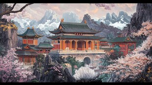 古风山水间的中式古典建筑