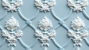 浅蓝色雕花墙面装饰图案