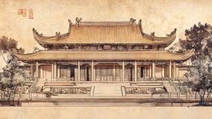 中式古典建筑庙宇图景