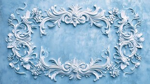 蓝色背景上的精美雕花框