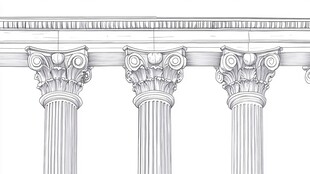 古典罗马柱式建筑线条图