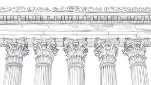 古典柱式建筑线稿图