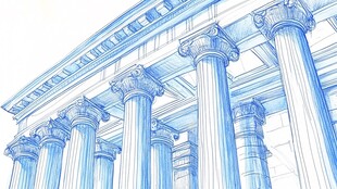 古典希腊柱式建筑线稿图