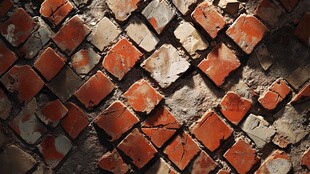 复古红砖地面纹理特写
