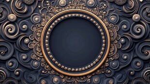 黑金复古圆形花纹装饰背景