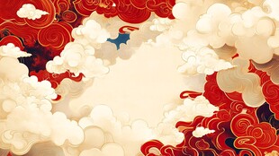 国风祥云背景 留白意境美