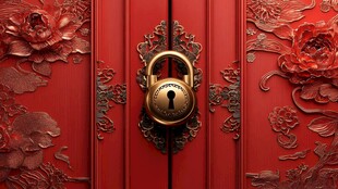 中式红门挂锁 古典韵味