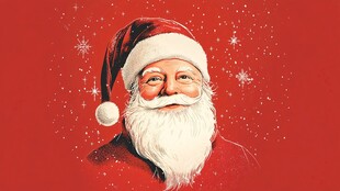 圣诞老人肖像 红色背景